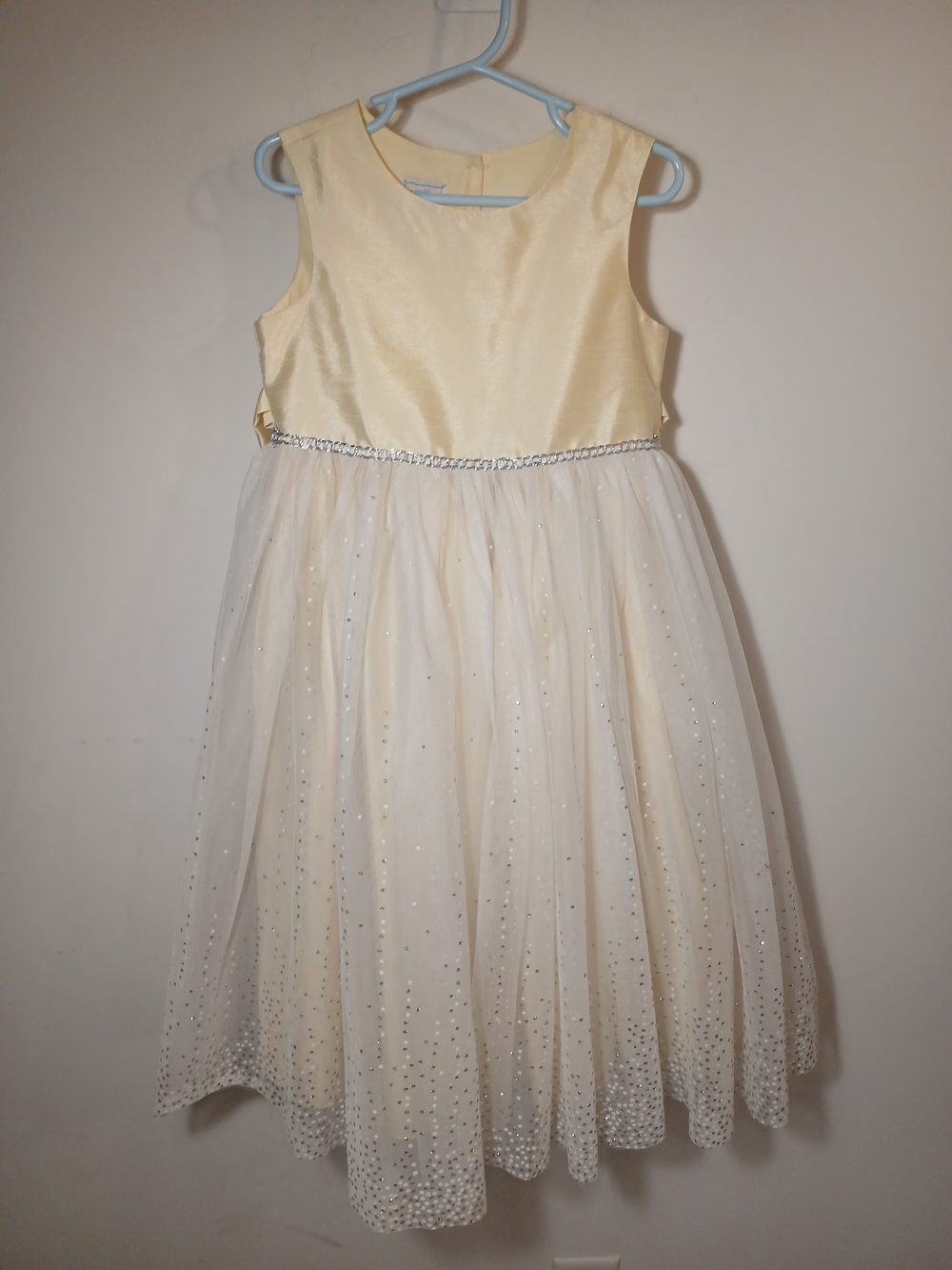 marmellata Cream Satin Bodice with Sparkle Tulle Girls Formal Dress